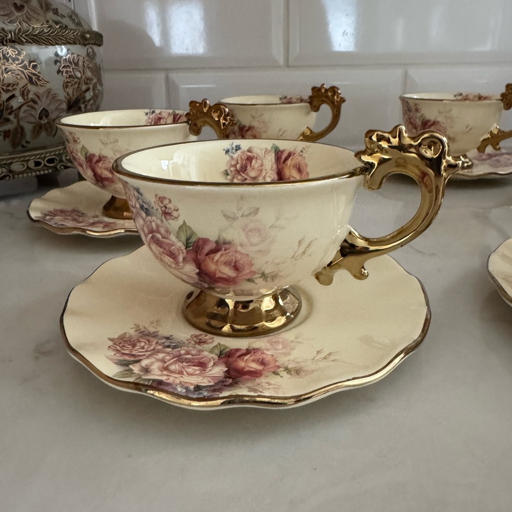 Fanquare Porcelain Tea Cups Set of 6 - Picture 2 of 8